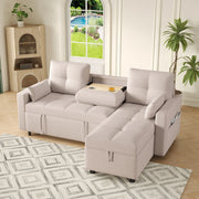 DIVANO LETTO angolare modulare estraibile 211x136x87 cm lino beige