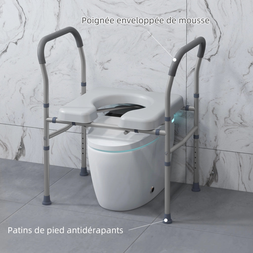 Sgabello WC 4 in 1 Multifunzione con Seduta Imbottita e Altezza Regolabile ¨C Minimal ¨C Grigio