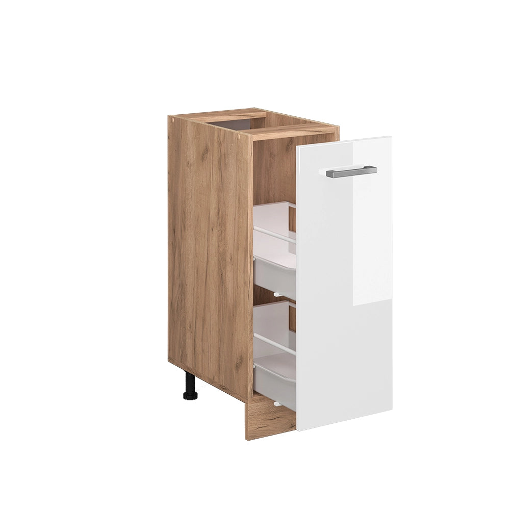 Vicco Armadio cucina dispensa alto Bianco lucido 30 cm , PL Rovere