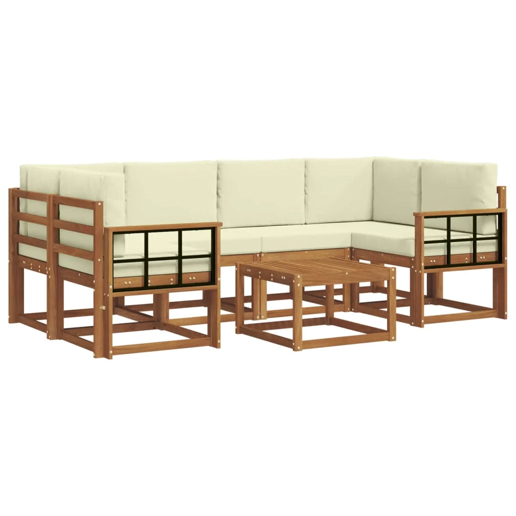 Set di divani da esterno con cuscino 7 pcs Naturale e Crema
