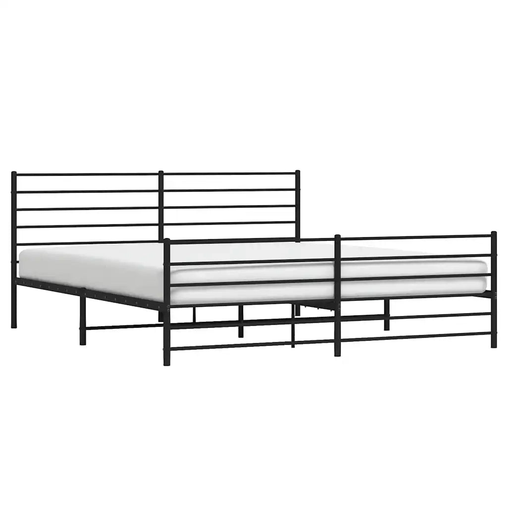 Giroletto senza Materasso con Pediera-Struttura Letto in Metallo Nero 180x200 cm 511680