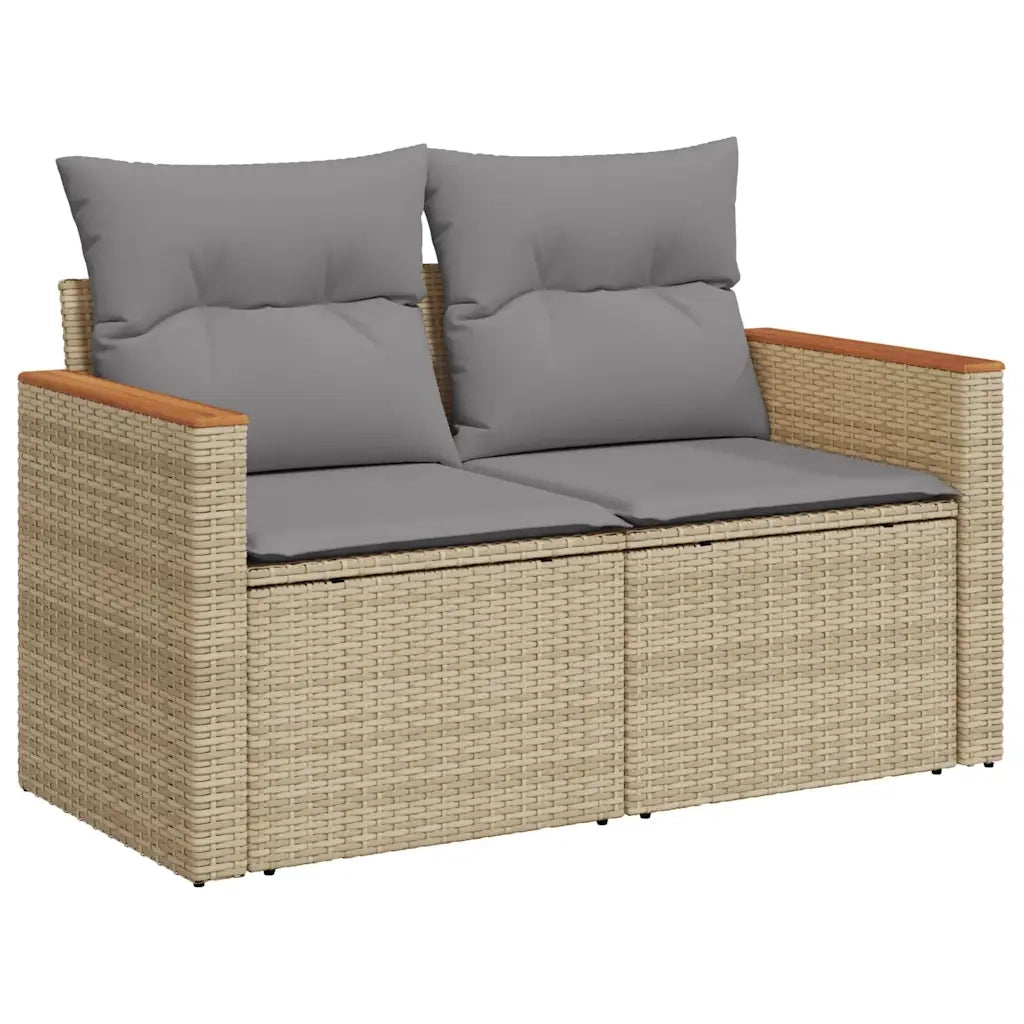 vidaXL Set Divano da Giardino 9 pz con Cuscini Beige Polyrattan Acacia