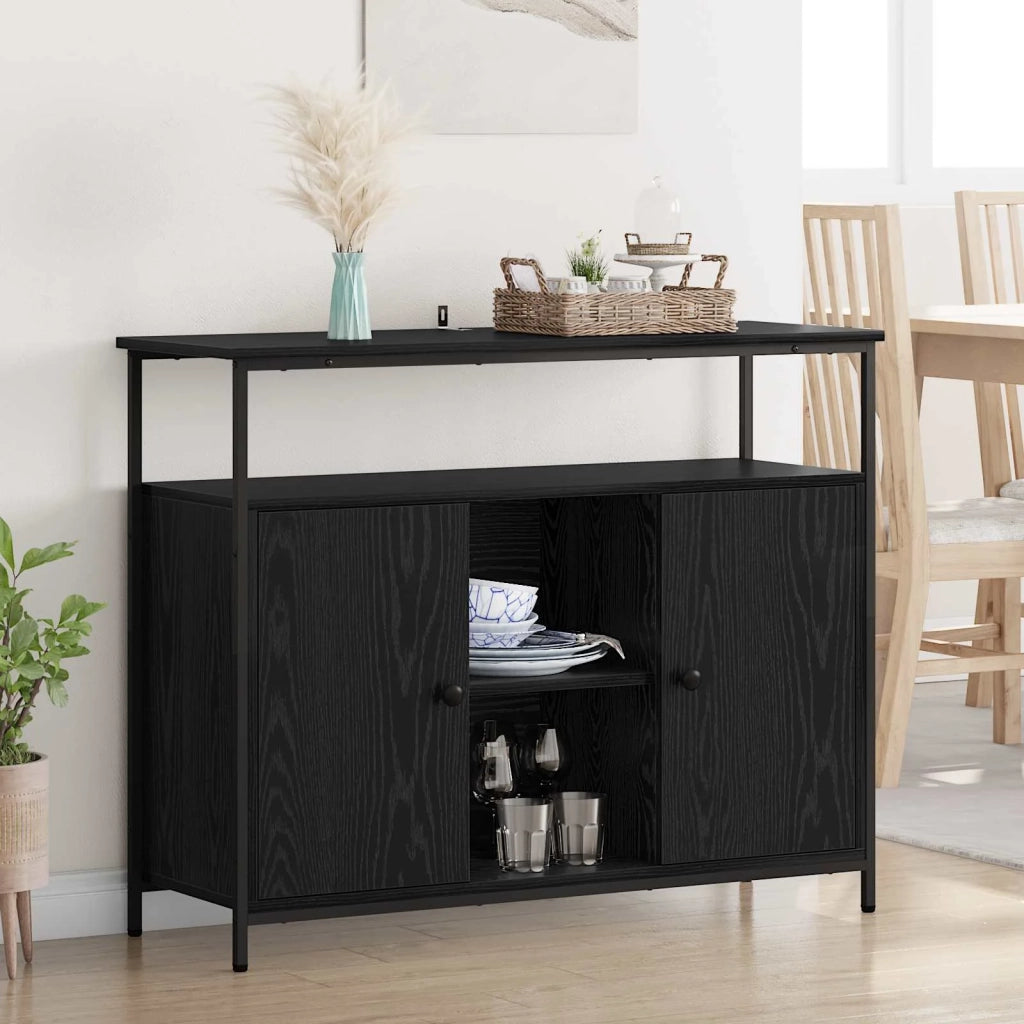 Credenza Rovere Nero 100 x 35 x 80 cm Legno multistrato