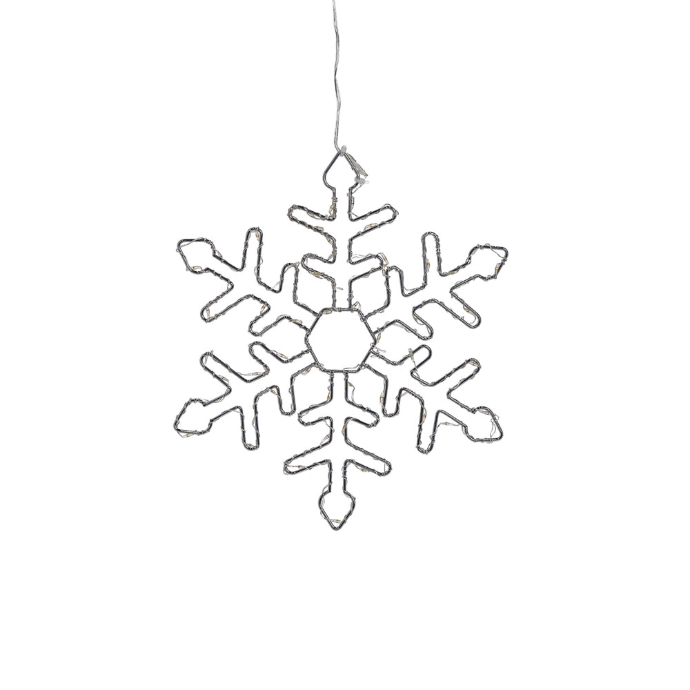 Set di 3 Decorazioni da Esterno ed Interno con Luci LED Fiocchi di Neve Metallo Argento