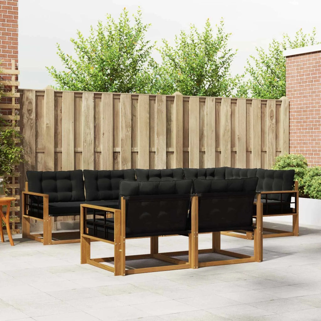 Set di divani da esterno con cuscino 7 pcs Naturale e Nero