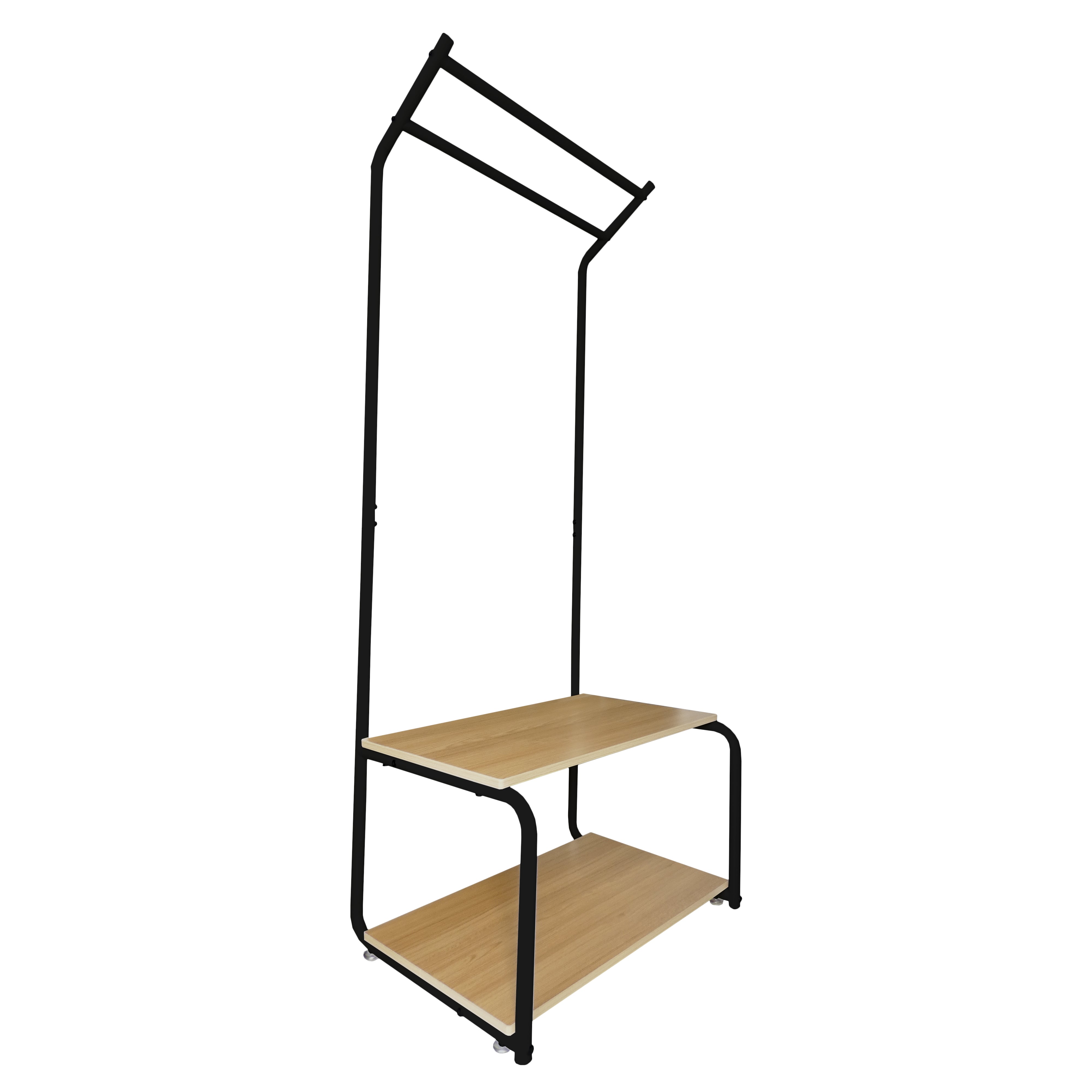 Appendiabiti Ingresso Corridoio Metallo 2 Ripiani 2 Barre Superiori Nero Nyana Home