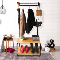 Appendiabiti Ingresso Corridoio Metallo 2 Ripiani 2 Barre Superiori Nero Nyana Home