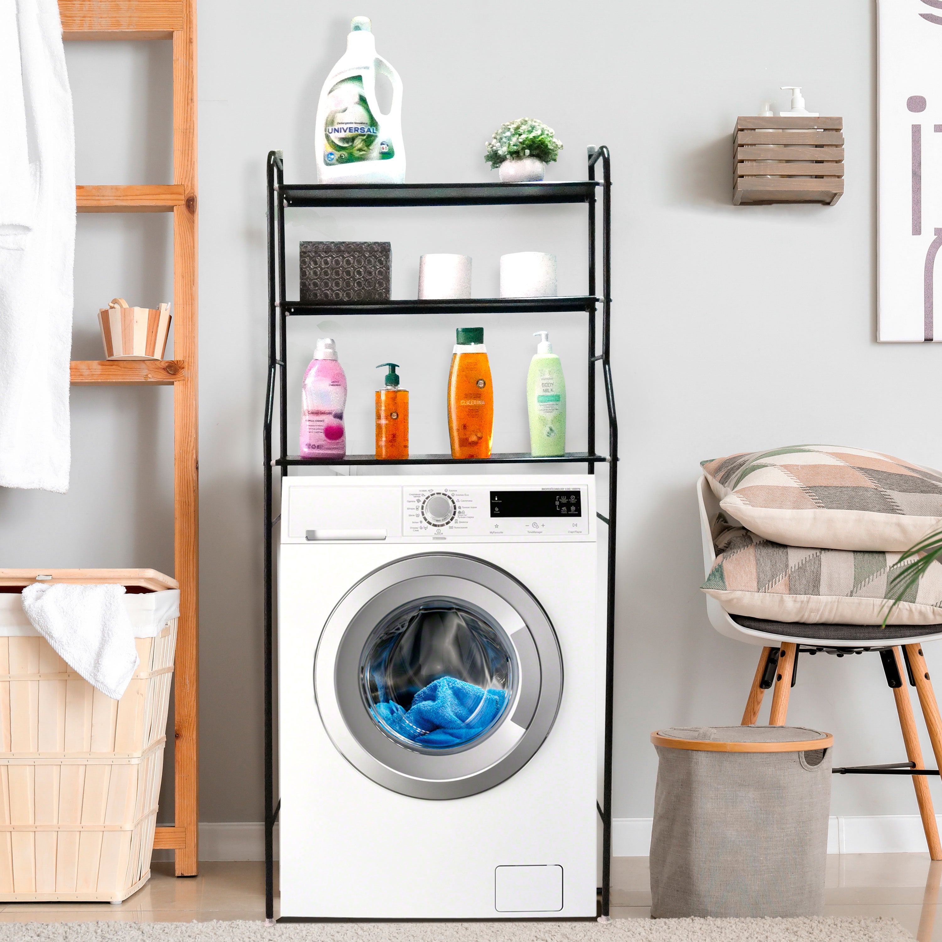 Mensola Multiuso su Lavatrice 3 Altezze Nero Nyana Home