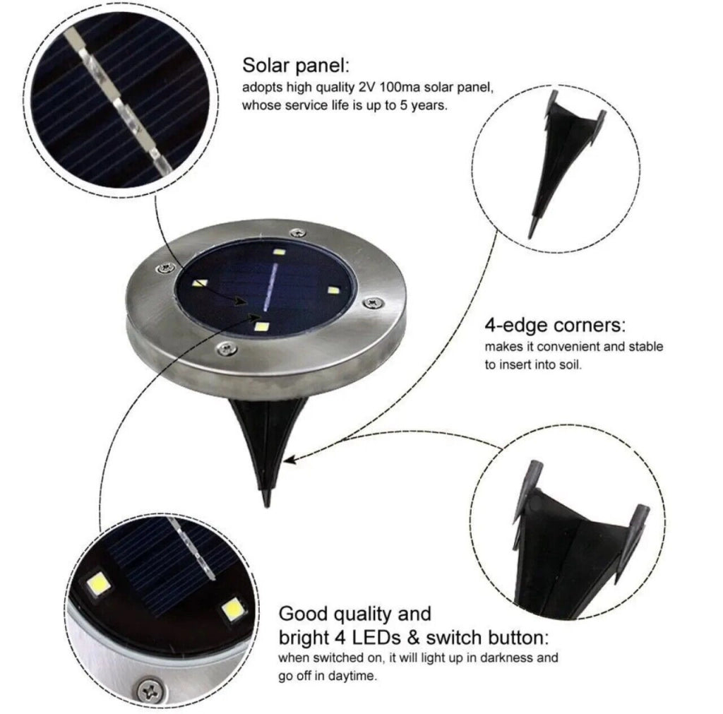 kit 4 faretti a LED con picchetto ricarica solare luce RGB + Bianca TELECOMANDO