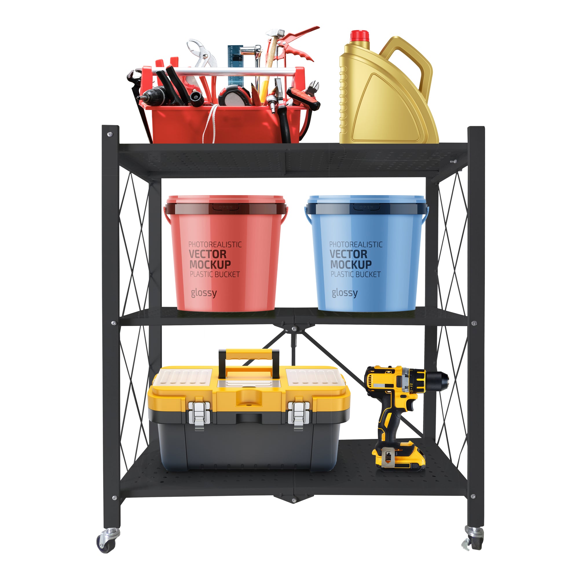 Scaffalatura multiuso pieghevole con ruote Nera Nyana Home