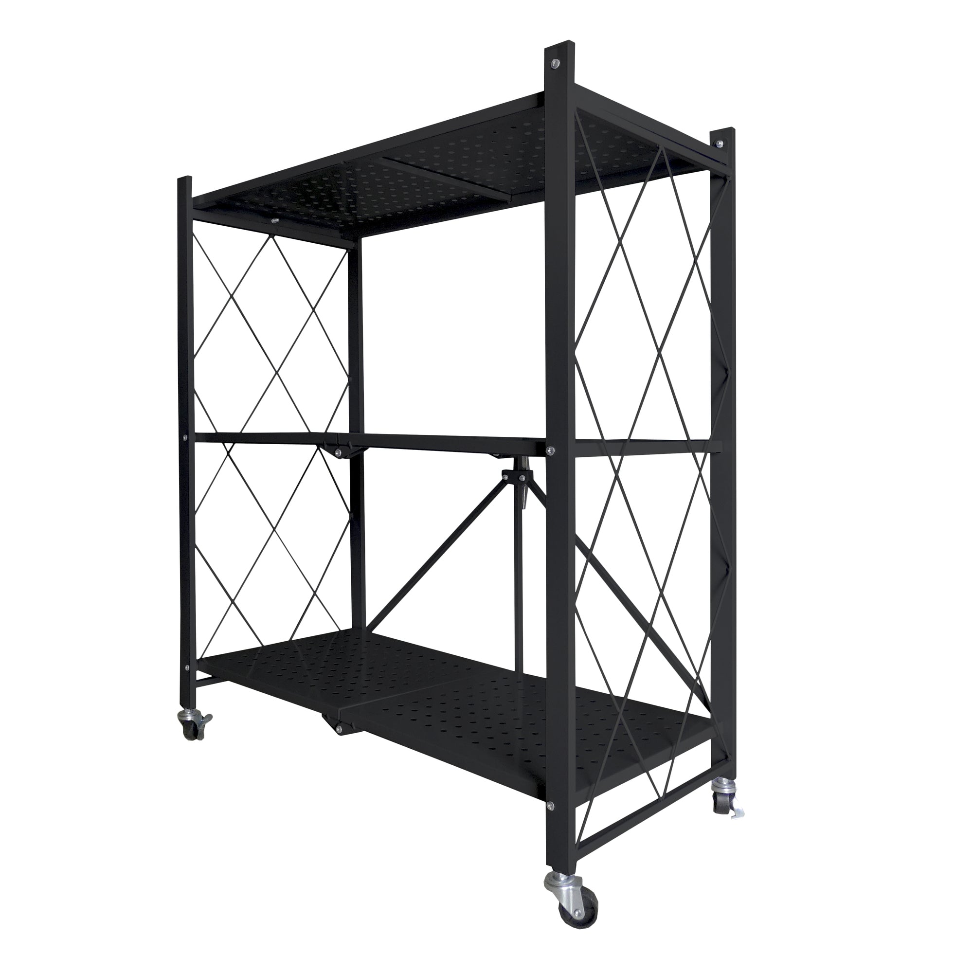 Scaffalatura multiuso pieghevole con ruote Nera Nyana Home