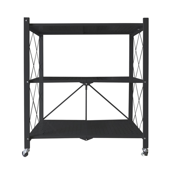Scaffalatura multiuso pieghevole con ruote Nera Nyana Home