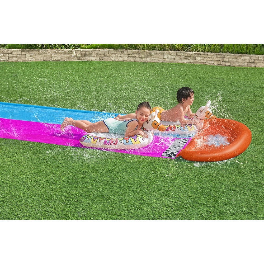 Trade Shop - Scivolo Acquatico Per 2 Persone Con Tavole Surf Lama Gonfiabili 488cm Bambini Giardino 52320 -