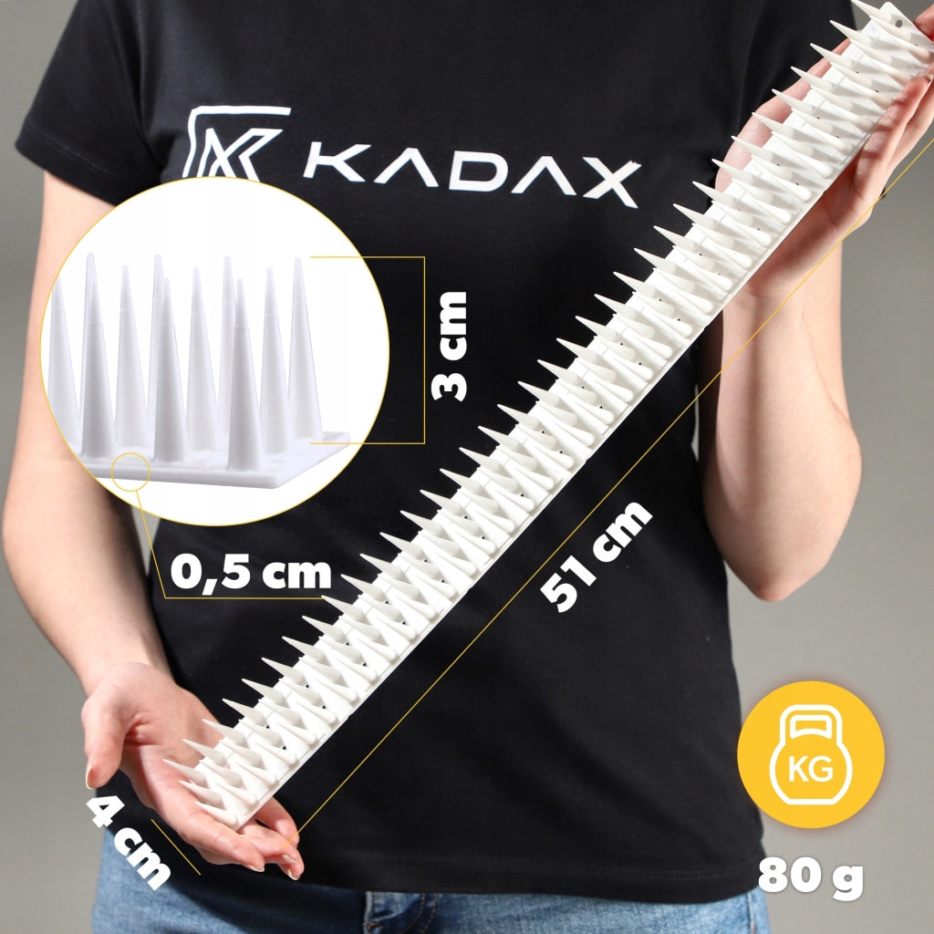 KADAX Punte dissuasive per uccelli e piccioni, striscia di plastica resistente e densa da 51 cm.