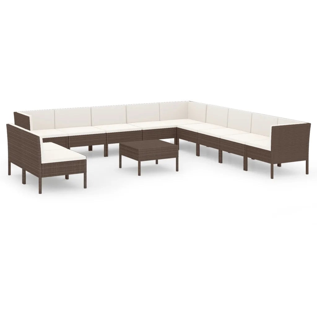 Set Divani da Giardino 12 pz con Cuscini in Polyrattan Marrone cod mxl 38417