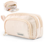 Etui con 3 compartimenti, etui con grande capacità per ragazze, ragazzi, adolescenti, adulti, etui con maniglia per scuola e ufficio.