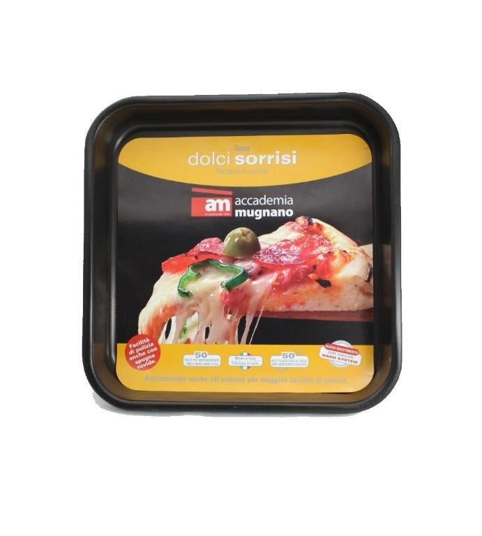 Teglia bordata antiaderente quadrata forno pizza dolci bassa 25 x 25 cm