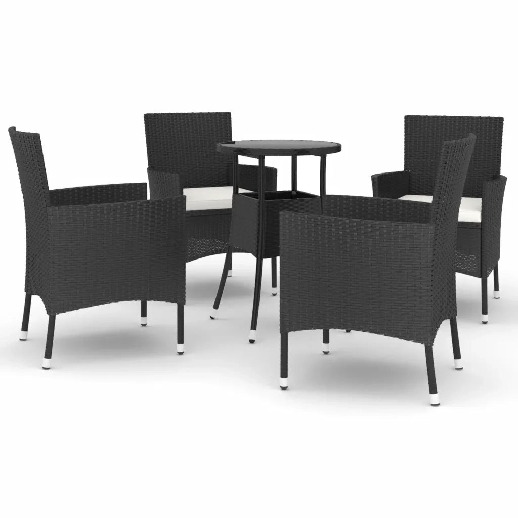 Set Bistrò da Giardino 5 pz con Cuscini in Polyrattan Nero 3187415