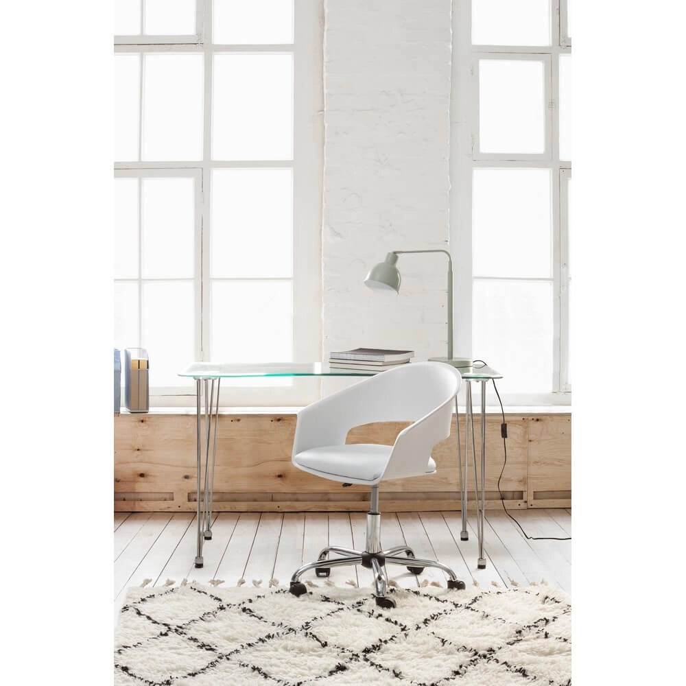 Scrivania in Vetro Temperato con Gambe in Acciaio Cromato - RADIANCE