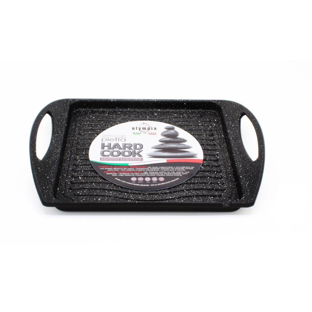 Vassoio Grill Quadrato Antiaderente 2 Maniglie 25x25 cm Olympia Hard Cook