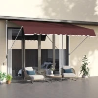 Tendalino Manuale retrattile Auvent Telescopico senza Foratura 3L x 1,5l m Inclinazione e Altezza regolabile Installazione Veloce metallo alluminio Poliestere Anti-UV Bordeaux
