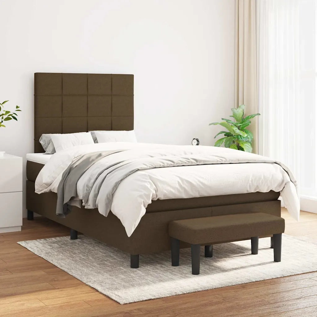 Giroletto a Molle con Materasso Marrone Scuro 120x190cm Tessuto 3270358