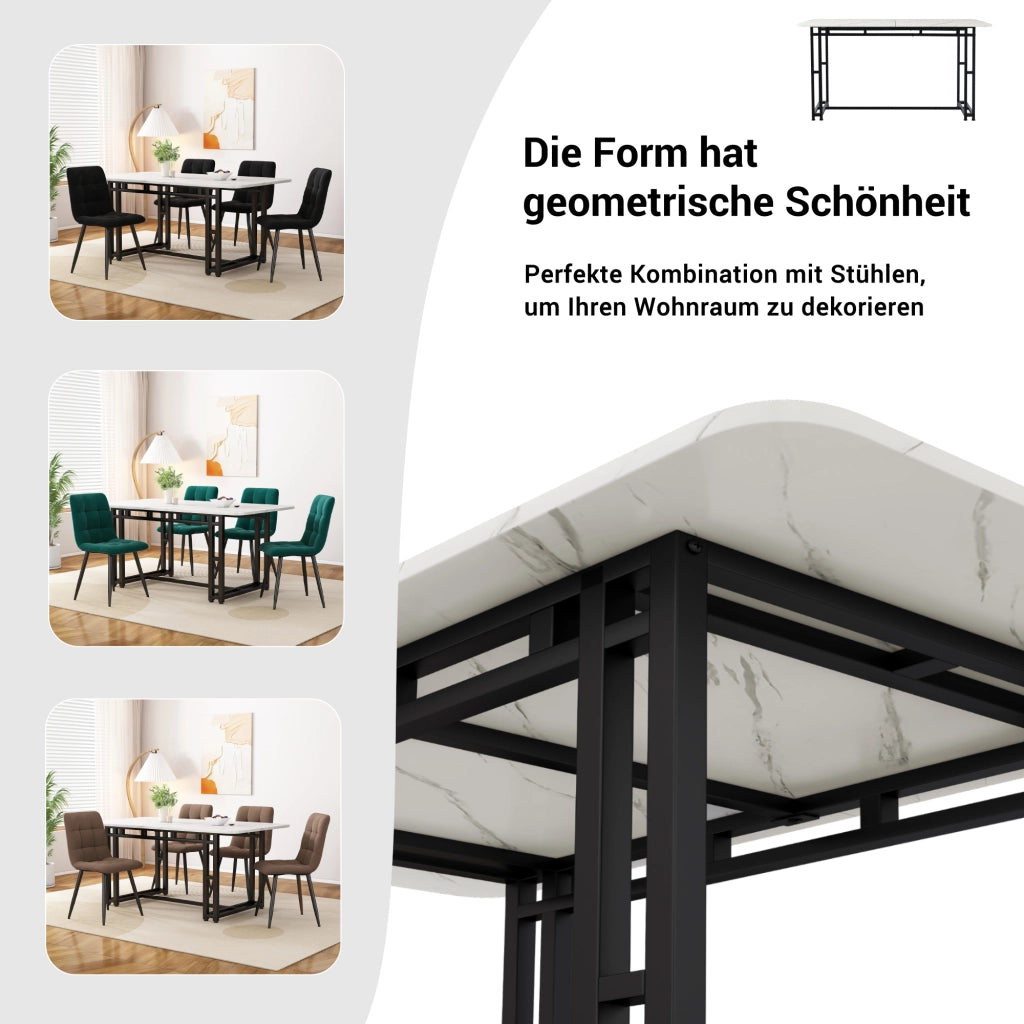 TAVOLO DA PRANZO 140x80 cm MDF Nero Bianco con gambe in metallo