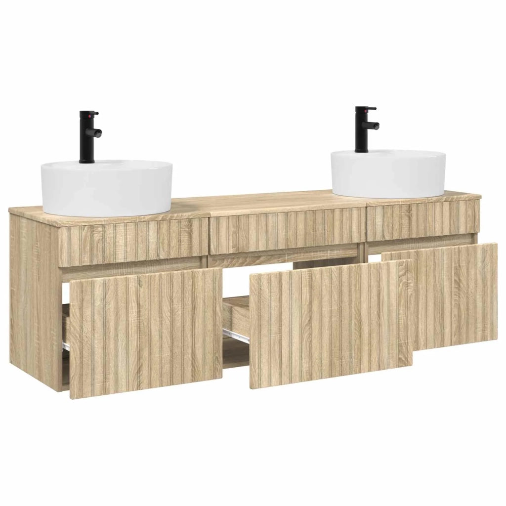Set di Armadi da Bagno 3 pz Rovere Sonoma 49 x 44,5 x 65 cm 3405749