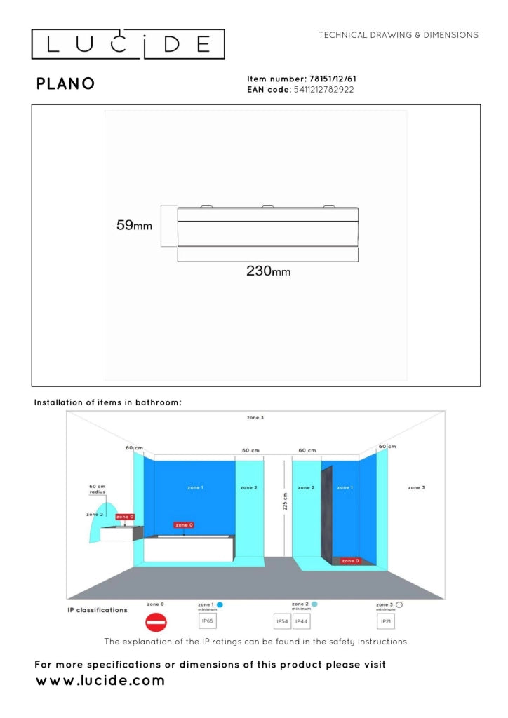 Plafoniera PLANO LED 1 luce IP44 cromata tonda Lucide