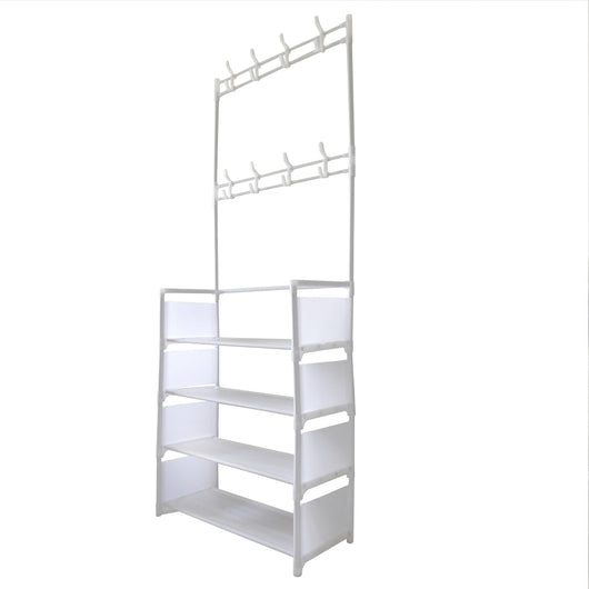 Appendiabiti Ingresso Corridoio Nyana Home 4 Ripiani 8 Appendiabiti Bianco