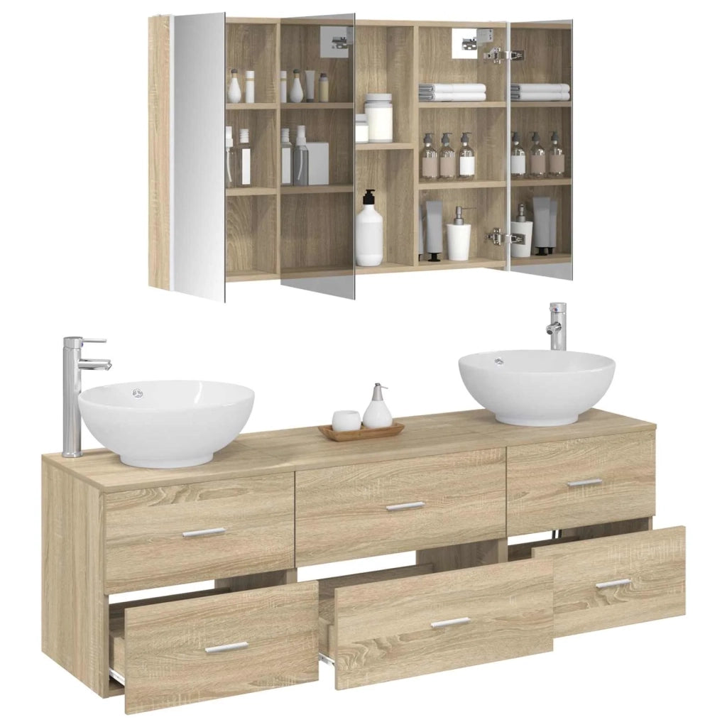 Set di mobili per il bagno 4 pcs Rovere Sonoma 3406945