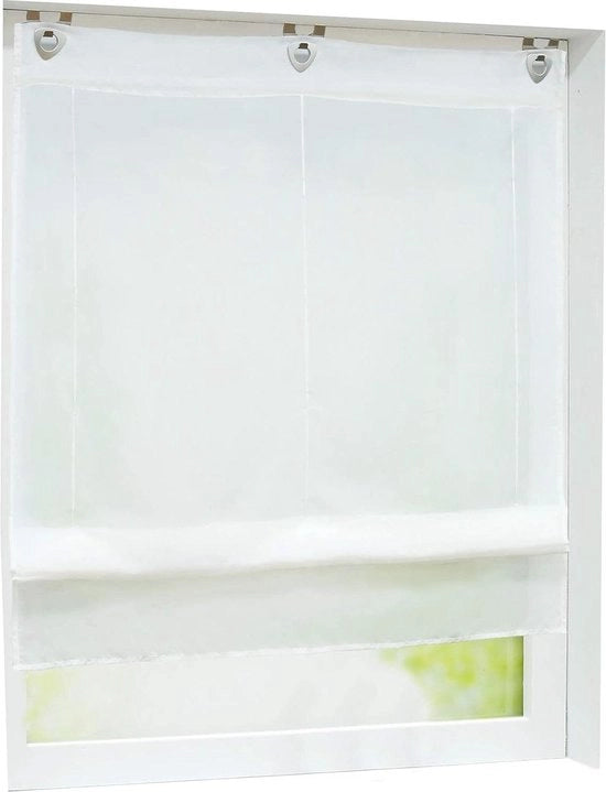 Rolle tenda trasparente con ganci - 80 x 130 cm - per camera da letto cucina bagno - bianco