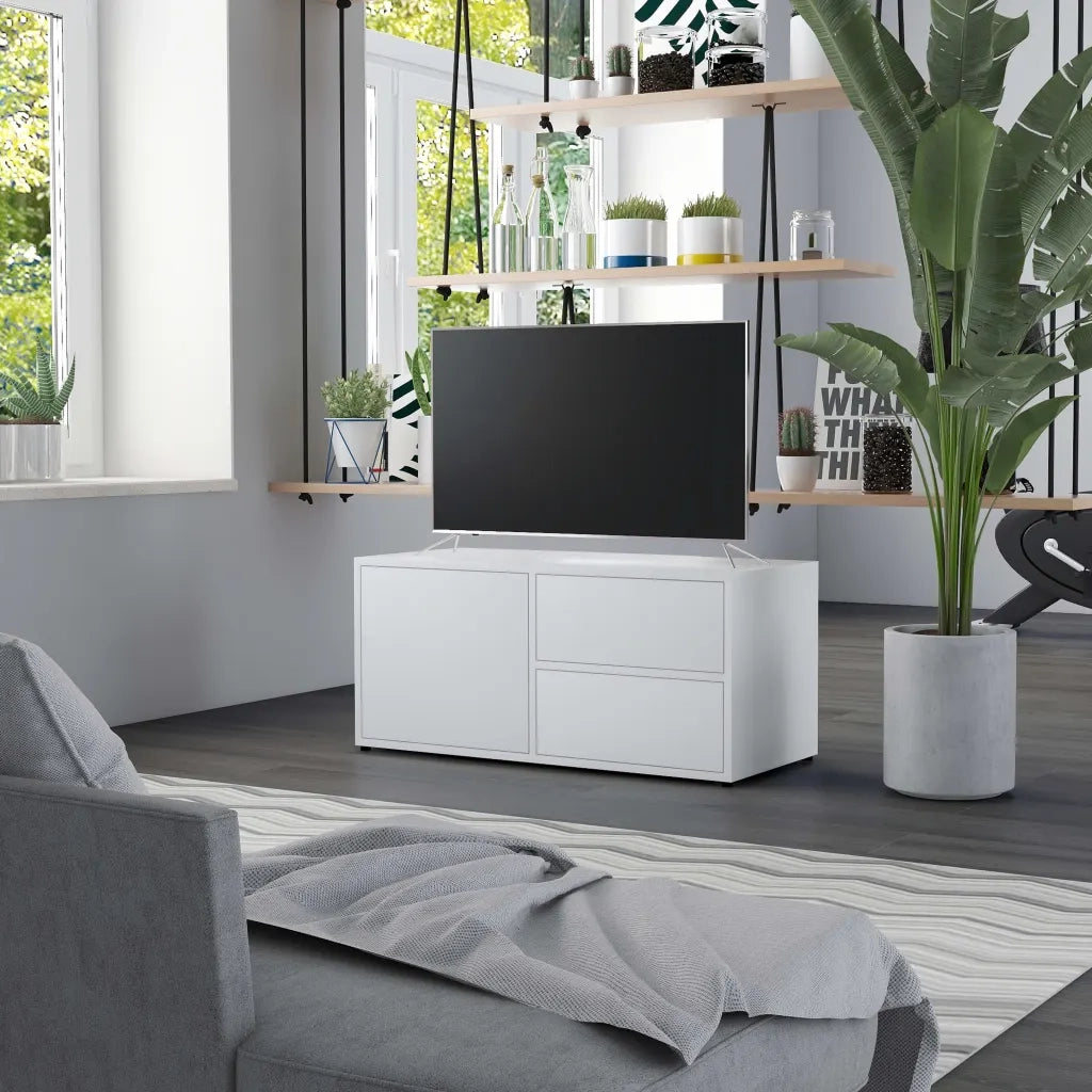 Mobile Porta TV Bianco 80x34x36 cm in Legno Multistrato 801850