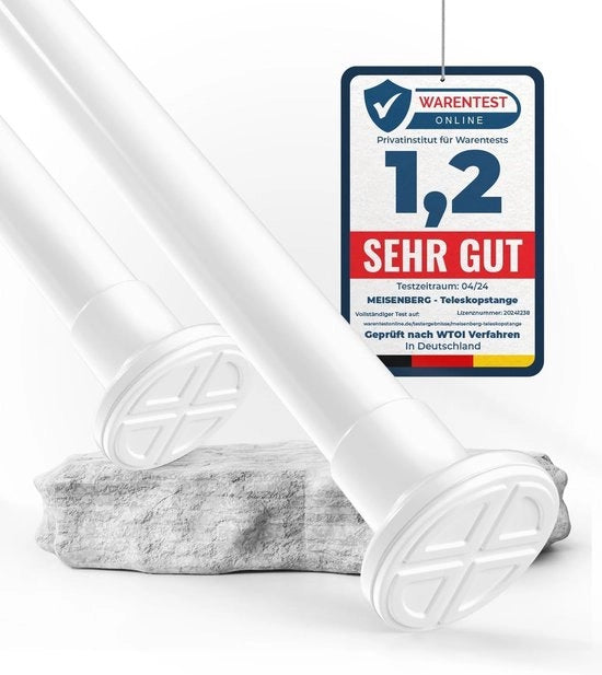 Maniglia per doccia regolabile senza perforazione 90-160 cm - Asta per doccia e bagno telescopica per camera da letto e bagno - Bianco, acciaio inossidabile