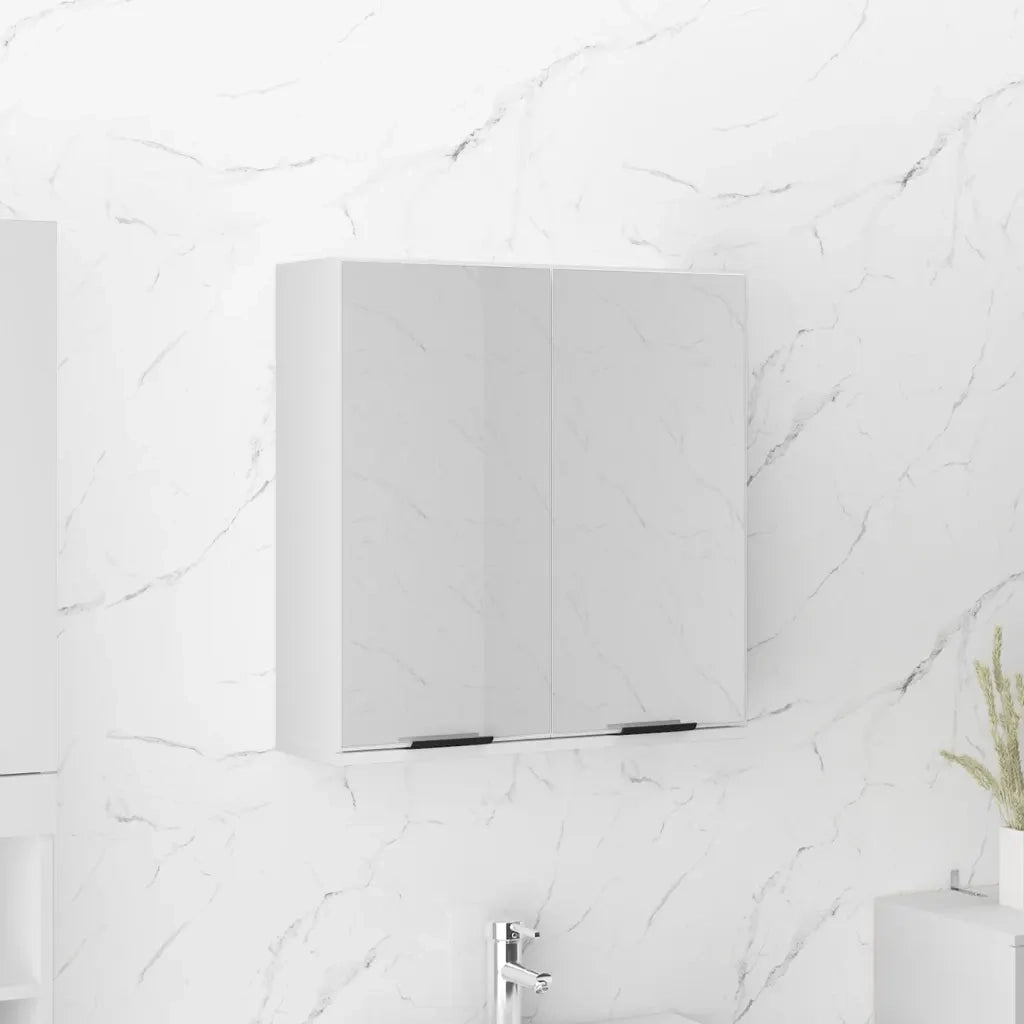 Armadietto a Specchio da Bagno-Mobile bagno con specchio Bianco 64x20x67 cm