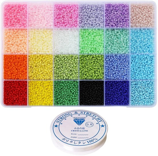 Palline in vetro dimensione 11/0 con 24 colori 14400 pezzi in scatola Piccole palline per la creazione di accessori e gioielli