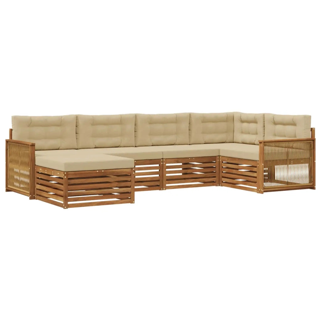 Set di divani da esterno 6 pz Naturale e Beige 3383571