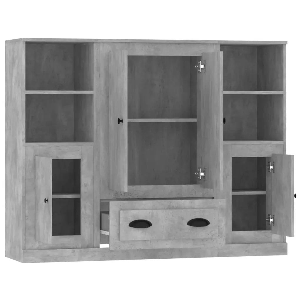 vidaXL Credenze 3 pz Grigio Cemento in Legno Multistrato