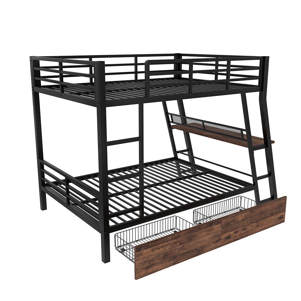 Letto a castello 140x200cm - Xylo - nero, LED, scrivania, metallo EN747