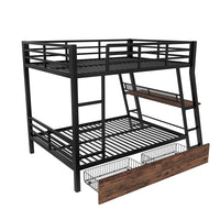 Letto a castello 140x200cm - Xylo - nero, LED, scrivania, metallo EN747