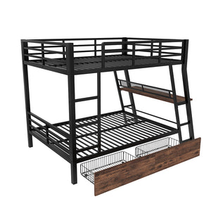 Letto a castello 140x200cm - Xylo - nero, LED, scrivania, metallo EN747