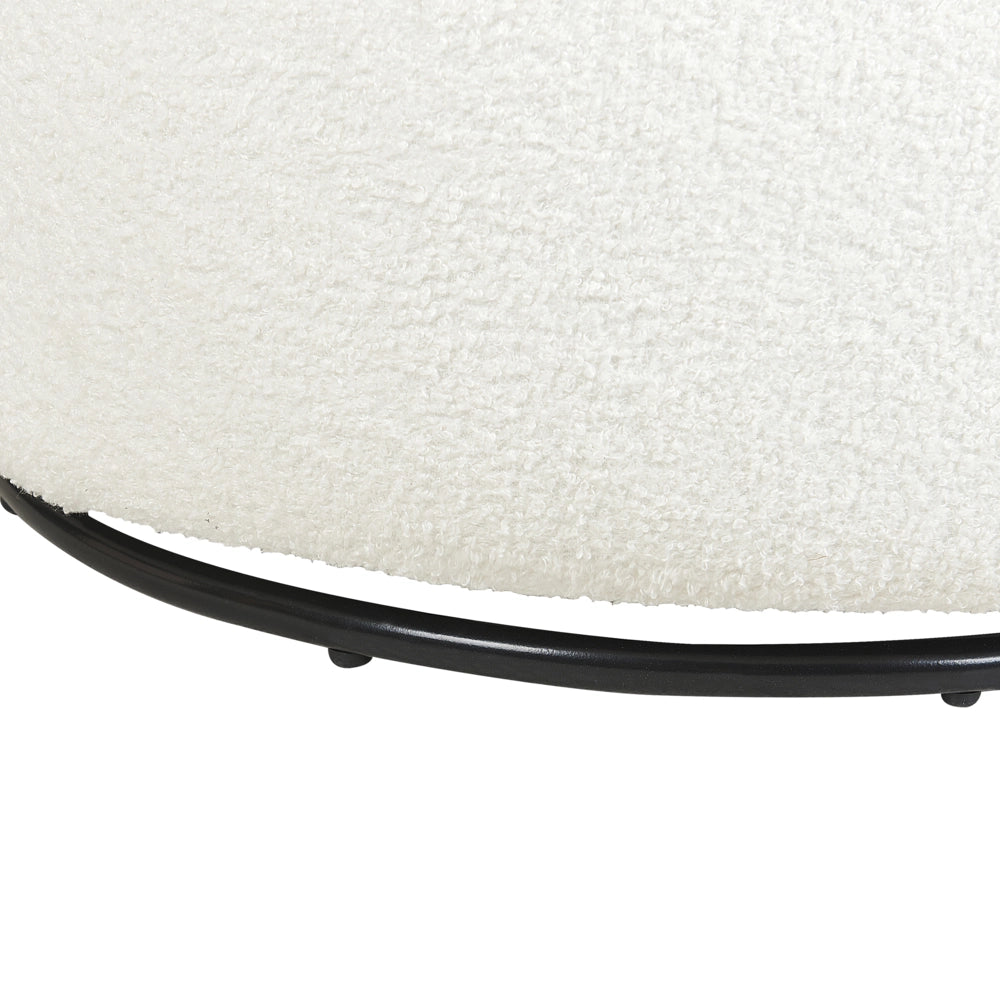 Poltrona Poltroncina Glamour Art Deco Boucle Bianco con base Girevole 360° Stile Retro Glamour Art Deco dorato