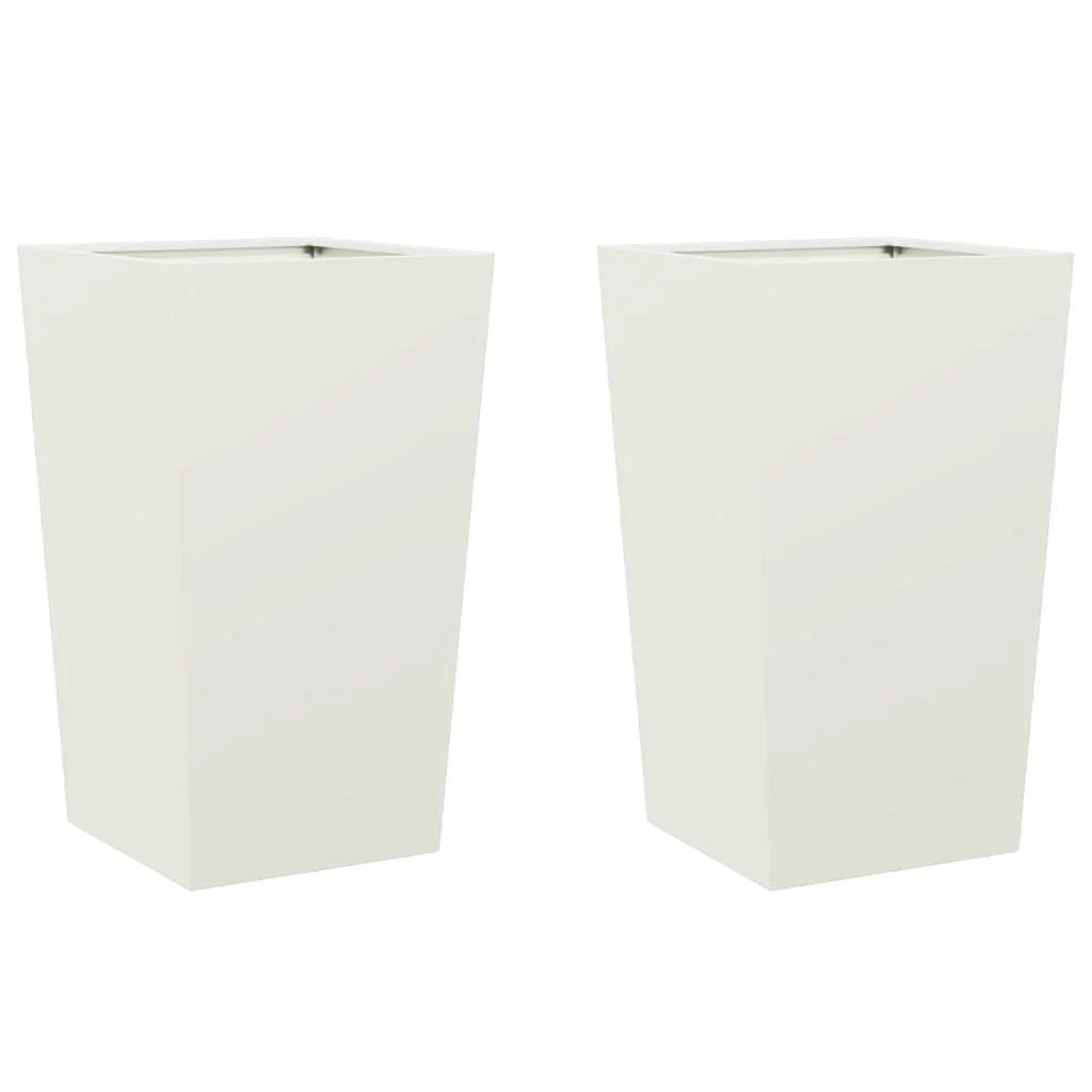 Fioriera rialzata per piante fiori giardino terrazze set da 2 45 x 45 x 75 cm acciaio bianco 02_0038979