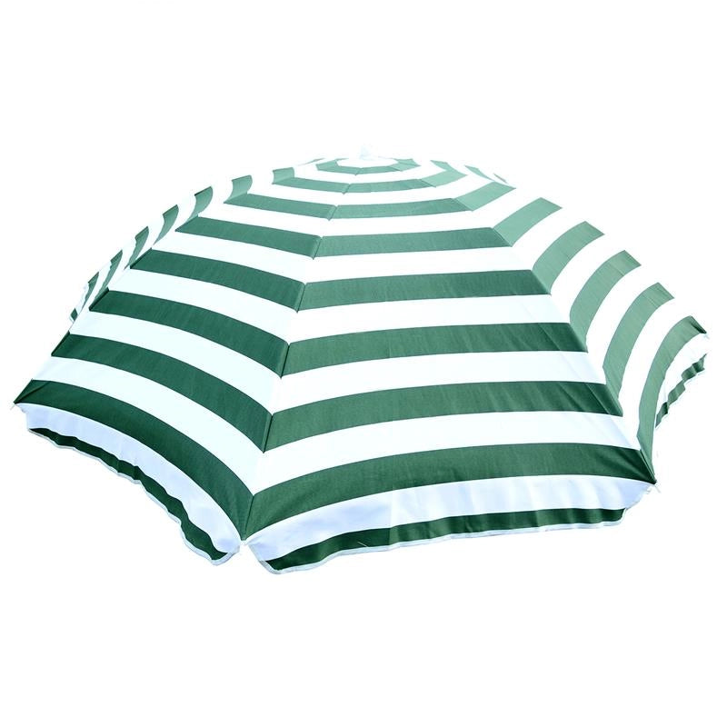 OMBRELLONE DA SPIAGGIA INCLINABILE E ROTONDO IN METALLO E POLIESTERE Ø 1.8X2 M VERDE E BIANCO