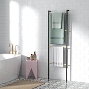 Scala portasciugamani da parete 49 x 167,5 cm in bambù e acciaio, 4 barre, nera