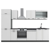 Cucina componibile R-Line Bianco rustico/Antracite 300 cm senza piano di lavoro Vicco