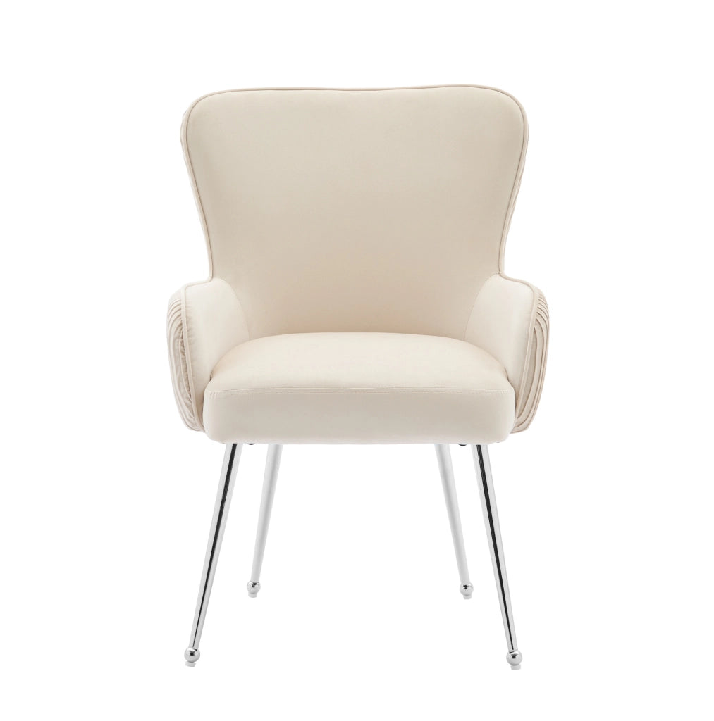Set 6 sedie imbottite in velluto beige con braccioli