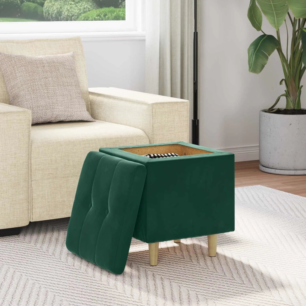 Pouf contenitore Verde Scuro 40 x 40 x 45 cm Velluto 876812