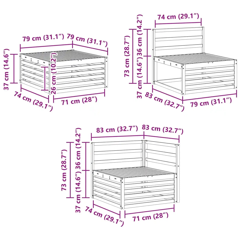 Set divani 8 pcs Naturale Legno di Acacia Massello 3373929
