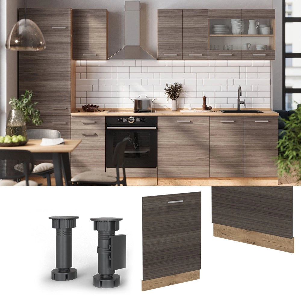 Pannello frontale della lavastoviglie R-Line Grigio nobile/Rovere dorato 60 cm senza piano di lavoro Vicco